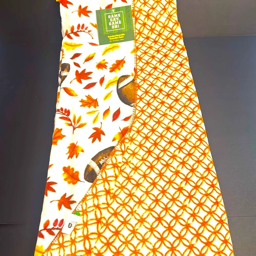 GAME DAY,GAME ON! Oversized Reversible Decorative Football/Leaves Throw